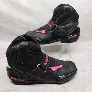 Alpine Stars Womens Stella Motorcycle Boots Black Pink Ankle US 7 EU 38